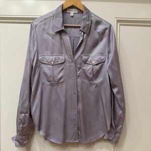Anthropologie Cloth & Stone Satin Button Down Shirt Blouse